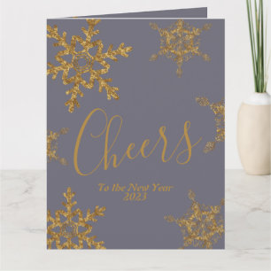 Carte Gold Purple Cheers à la nouvelle année entreprise