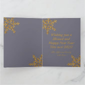 Carte Gold Purple Cheers to New Year Snowflake Photo (Intérieur)