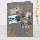 Carte Gold Purple Cheers to New Year Snowflake Photo (Fleur jaune)