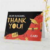 Carte Gold Red Confetti Enseignant Anniversaire (Fleur jaune)