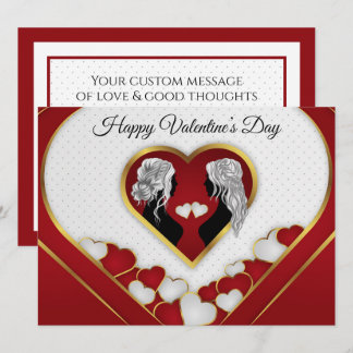 Carte Gold&Red Heart romantique, L en LGBTQ Valentine