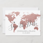 Carte Gold Rose rose Destination Voyage Mariage Pi (Devant)