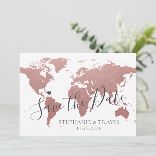 Carte Gold Rose rose Destination Voyage Mariage Pi (Debout devant)