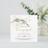 Carte Gold Sage Green Floral Élégant Fiançailles (Debout devant)