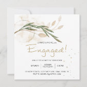 Carte Gold Sage Green Floral Élégant Fiançailles (Devant)