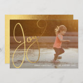 Carte Gold Script Joy Photo Holiday (Devant / Derrière)