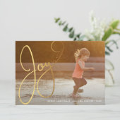 Carte Gold Script Joy Photo Holiday (Debout devant)