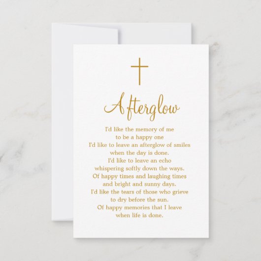 Carte Gold Script Modern Funeral Photo Prière commémorat (Dos)