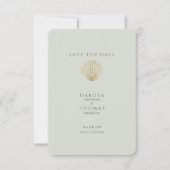 Carte Gold Seashell Mute Sage Wedding Save the Date (Devant)