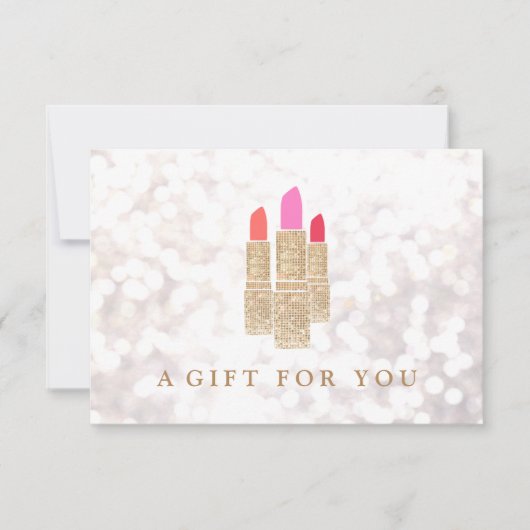 Carte Gold Sequin Lipstick Beauté Salon Certificat cadea (Devant)