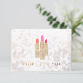 Carte Gold Sequin Lipstick Beauté Salon Certificat cadea (Debout devant)