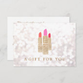 Carte Gold Sequin Lipstick Beauté Salon Certificat cadea (Devant / Derrière)