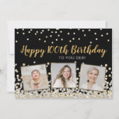 Carte Gold Silver Confetti Photo Collage 100e anniversai (Devant)