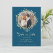 Carte Gold Snowflakes Wedding Engagement Round Photo (Debout devant)