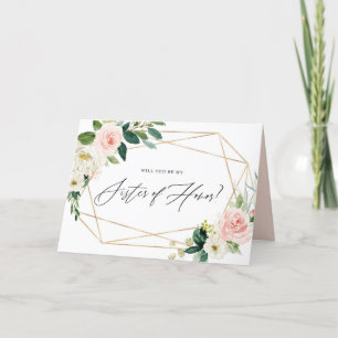 Carte Gold Spring Blooms, vous serez ma soeur d'honneur