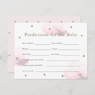 Carte Gold Star & Pink Cloud Baby Predictions Card