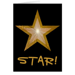 Carte Gold Star 'STAR!' 'Happy Birthday' noir