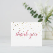 Carte Gold Stars Aquarelle rose Merci Remise (Debout devant)