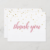 Carte Gold Stars Pink Script Rustique Merci Remise (Devant / Derrière)