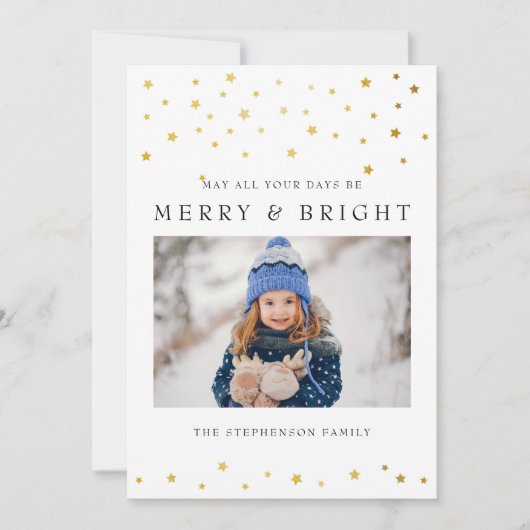 Carte Gold Start Merry et Bright Photo Holiday (Devant)