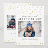 Carte Gold Start Merry et Bright Photo Holiday (Devant / Derrière)
