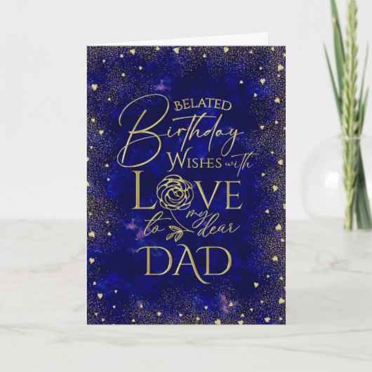 Carte Gold Text Night Belated Birthday Dad (Devant)