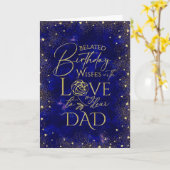 Carte Gold Text Night Belated Birthday Dad (Fleur jaune)