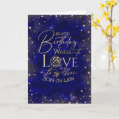 Carte Gold Text Night Sky Belated Birthday Son-In-Law (Fleur jaune)