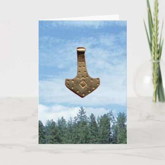 Carte Gold Thor Hammer trees greeting card (Devant)
