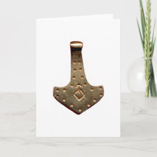 Carte Gold Thor Hammer white greeting card (Devant)
