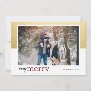 Carte Gold Very Merry Photo Holiday