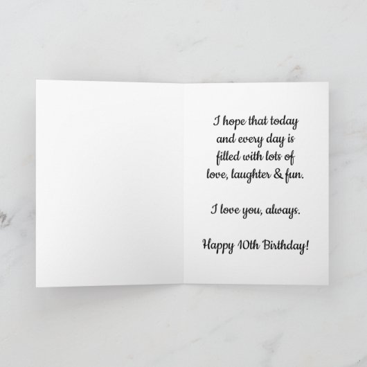 Carte Gold Watercolor Heart 10e anniversaire (Intérieur)