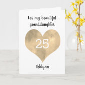 Carte Gold Watercolor Heart 25th Birthday (Fleur jaune)