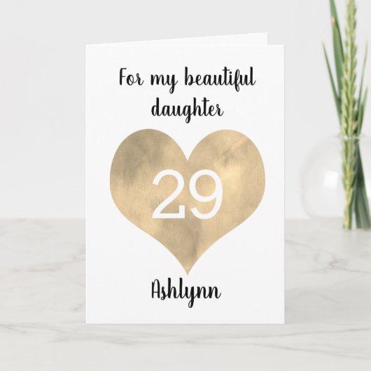 Carte Gold Watercolor Heart 29e anniversaire (Devant)