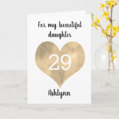 Carte Gold Watercolor Heart 29e anniversaire (Fleur jaune)