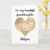 Carte Gold Watercolor Heart 8e anniversaire (Fleur jaune)