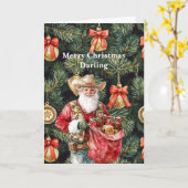Carte Gold Western Cowboy Santa Christmas (Fleur jaune)