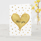 Carte Gold White Dots Heart Love (Fleur jaune)