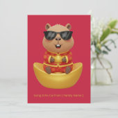 Carte Gold Yuanbao Capybara Chinese New Year Prosperity (Debout devant)
