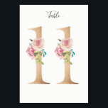 Carte Golden 11 Floral Table Numéro<br><div class="desc">Numéro d'or avec carte de numéro de table de la table d'ornements fleuris pastel. Personnalisez le style,  la taille et la couleur de la police de texte.</div>