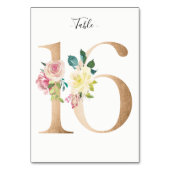 Carte Golden 16 Floral Table Numéro (Dos)