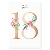 Carte Golden 18 Floral Table Numéro (Dos)
