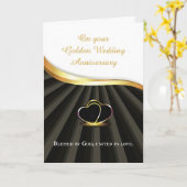 Carte Golden 50ème Mariage Coeur d'anniversaire religieu (Fleur jaune)