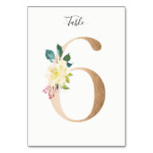 Carte Golden 6 Floral Table Numéro (Dos)