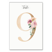 Carte Golden 9 Floral Table Numéro (Dos)