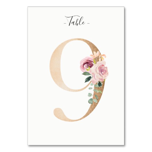 Carte Golden 9 Floral Table Numéro (Par défaut)