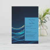 Carte Golden Accentué Abstrait Ocean Waves mariage (Debout devant)