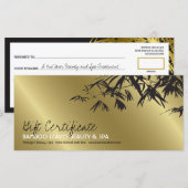 Carte Golden Bamboo Feuille Zen Spa certificat cadeau  (Devant / Derrière)