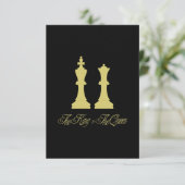 Carte Golden Chess King & Queen Pieces for Wedding (Debout devant)