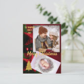 Carte Golden Christmas photo élégant script famille (Debout devant)